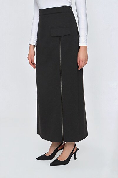 Aker Zipper Detailed Knitted Fabric Skirt