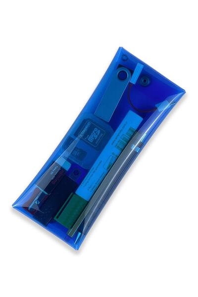 Badger Collection Jellycase Mavi - Şeffaf Pvc Kalem Kutusu Kalemlik (makyaj Kozmetik Aksesuar Çantası) Organizer
