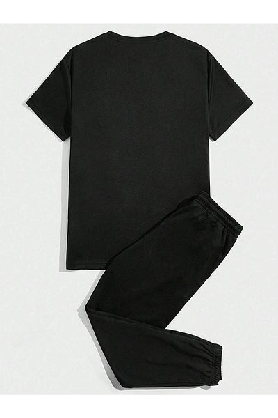 DAXİS Sportwear Company UNISEX Printed Bottom Top Tracksuit Set - Crew Neck T-shirt Sweatpants Jogger Set