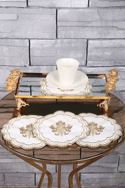 Bonny Home Glory Gold 6-Piece Presentation Napkin Embroidered Coffee Presentation Napkin