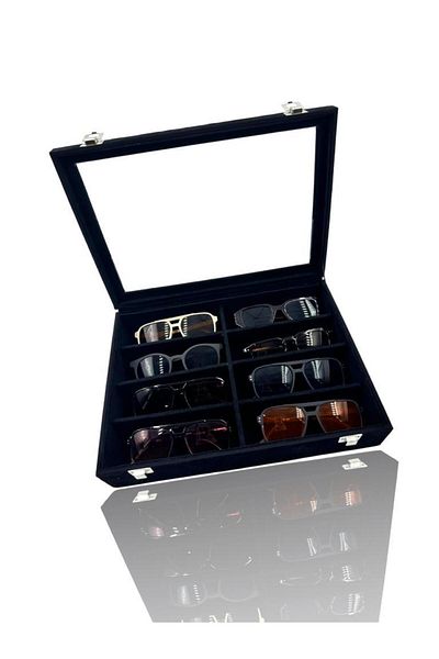 Dijital Çarşı Richbox 8-Piece Glasses Box Alcantara Black