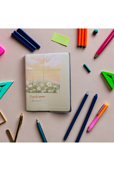 Bluoksweet 54 sayfa 7.2 X 9.6 cm mini retro manzaralı PVC kapaklı çıkartma ya...