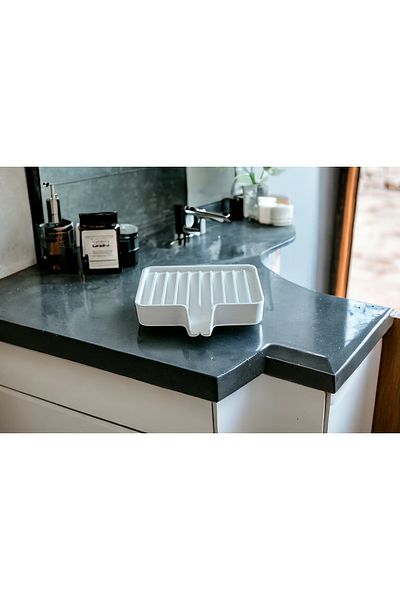 GENCAX White Solid Soap Dispenser for Your Bathrooms with Water Drain