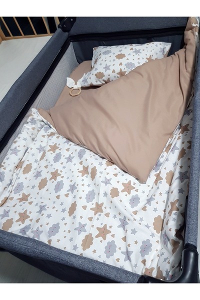 bebek_iklimi 5 Piece Baby Sleeping Set Brown - Cloud Star Pattern (SUITABLE FOR ALL SIZES - IN THE DISCRIPTIONS)
