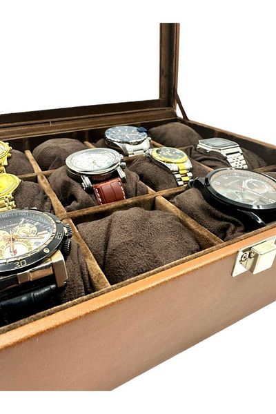 Dijital Çarşı Richbox 12-Piece Watch Box Tan