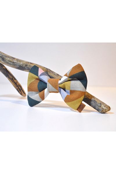 minart design GEOMETRIC TRIANGLE PATTERNED COLORFUL TASMA COMPATIBLE STRAP CAT AND DOGS BOW TIE