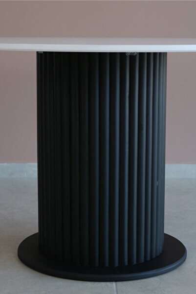 woodywood 120 Cm Yemek Masası Yuvarlak Lake Model Mutfak Ofis Masası Çalışma Masası Balkon Sütun Ayak