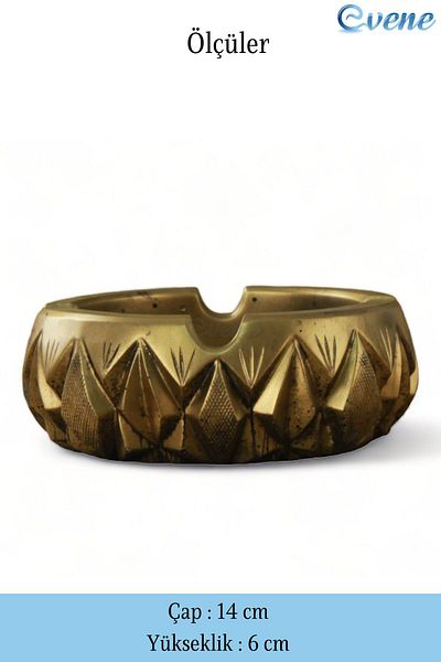 Evene Decorative Gold Antique Ash Tray - 2 Pieces Model 3