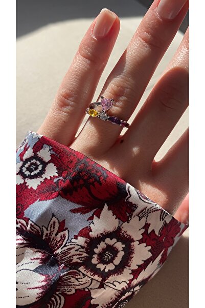 Glowear Atelier خاتم رمز القلب بحجر الزركون الملون