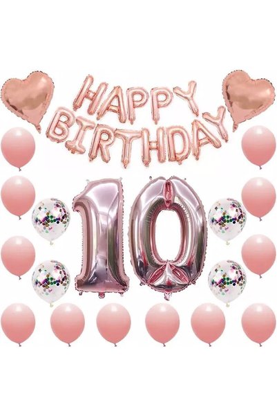 DÜVENCİ TİCARET Çıtıpıtıstore Lüks 10 Yaş Happy Bırthday Balon Set