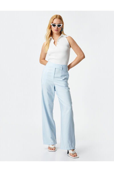 Koton Melis Ağazat X Koton - Viskon Karışımlı Bol Paça Pantolon