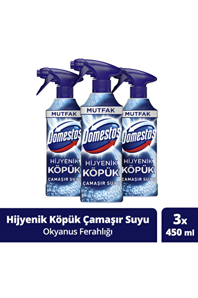 Domestos Hijyenik Köpük Çamaşır Suyu Sprey Mutfak Okyanus Ferahlığı 450 ml 3 ...