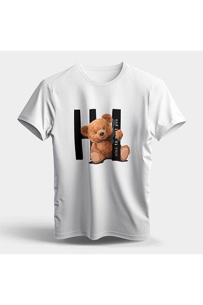 Pisa Art Tricou obișnuit cu guler zero de vară cu imprimeu de urs