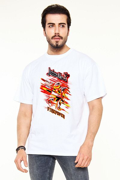 Pisa Art Унисекс тениска с лого на Judas Priest Firepower