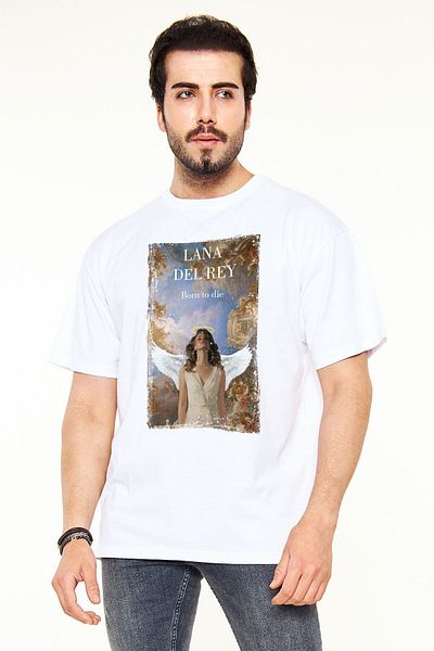 Pisa Art Lana Del Rey 'Born to Die' με στάμπα Unisex λευκό μπλουζάκι υπερμεγέθους