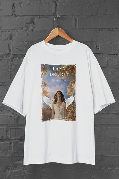 Pisa Art Lana Del Rey 'Born to Die' με στάμπα Unisex λευκό μπλουζάκι υπερμεγέθους