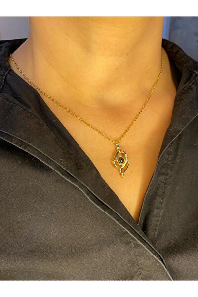 xesha Zirkon Taşlı Kalp Çelik Kolye İçinde 100 Dilde Seni Seviyorum Yazar Kar...