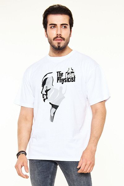Pisa Art Tricou alb unisex oversize cu imprimeu fizica