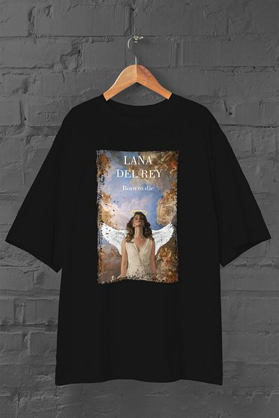 Pisa Art Tricou oversize negru unisex cu imprimeu „Born to Die” Lana Del Rey