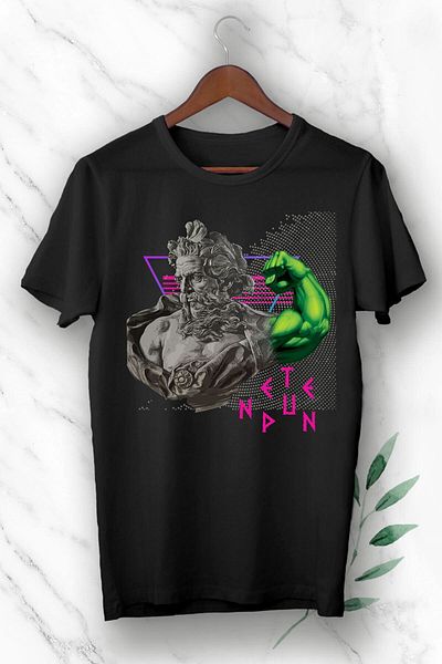 Pisa Art Μαύρο μπλουζάκι Unisex Mythology Water and Sea God Neptune με στάμπα