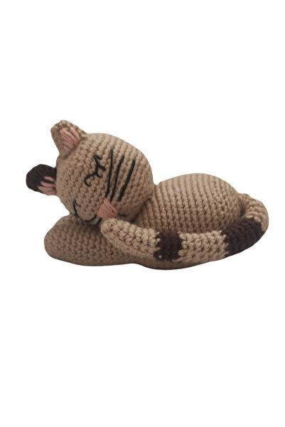 Uyuyan kedi amigurumi organik oyuncak