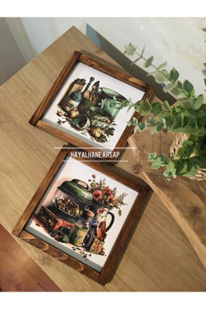 HAYALHANE AHŞAP Vintage Tablo Seti / Retro Mutfak Aksesuar Tablo Seti