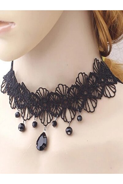 Shisa Jewel Takı Siyah Dantel Gotik Gerdanlık Kadınlar Için Vintage Seksi Mod...