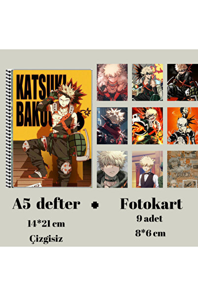 animeandyourworld Bakugo katsuki Defter A5 boyutu + 9 adet fotokart seti