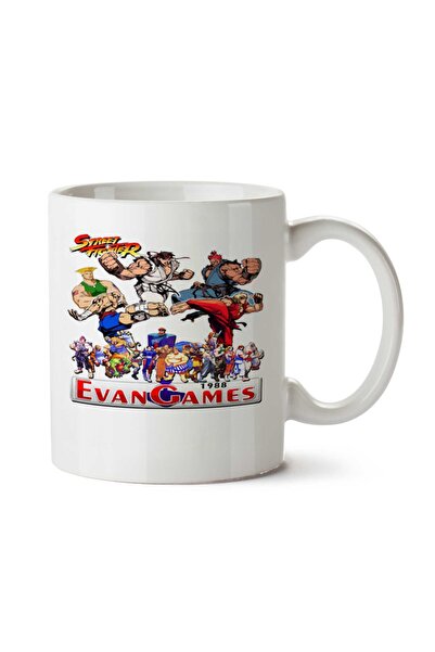 ART HEDİYE كوب Street Fighter - Evan Games 1988 مطبوع على الجانبين