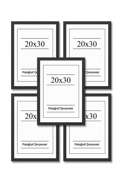 UON Resim Çerçevesi Siyah 20x30 Diploma Belge Sertifika 5’li Düz model Fotoğraf Resim Çerçeve Seti