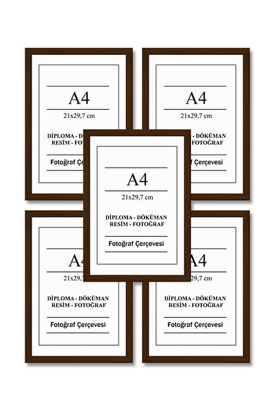 UON A4 Frame Brown 21x30 Diploma Document Certificate 5-Piece Flat Model Photo Picture Frame Set