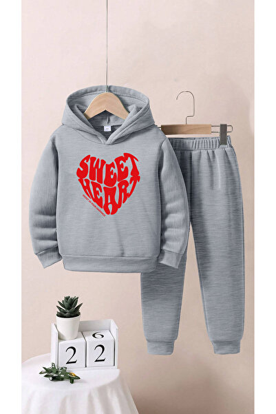 ALİKA Σετ φόρμας παιδικής γκρι Sweet Heart Bottom Top