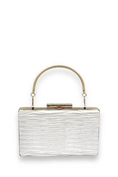 Biçanta Βραδινό φόρεμα Mother of Pearl Πλισέ σατέν τσάντα με μεταλλικές λαβές Αρραβώνας γάμου Henna βραδινή τσάντα αποφοίτησης