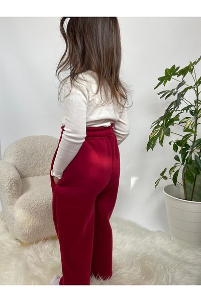 BEBEĞİME ÇORAP Baby Girl/Child Wide Leg Sweatpants / Three Thread Ribbed Thick Fabric