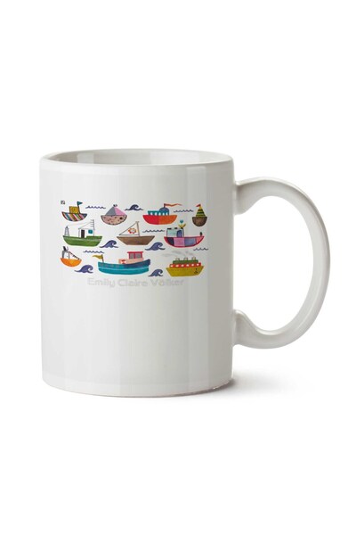 ART HEDİYE كوب مطبوع عليه قوارب البحر الأسود على الجانبين