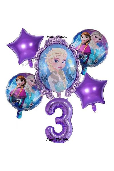 Parti Station Frozen Frozen - 3 Years Old Elsa Concept Birthday Balloon Set