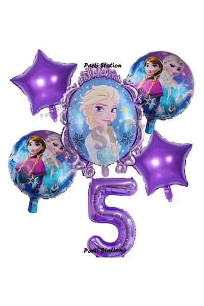 Parti Station 5 Years Old Elsa Frozen - Purple Frozen Balloon Set