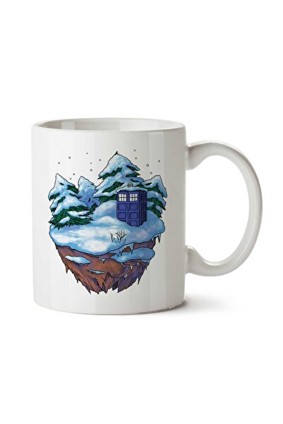 ART HEDİYE كوب Tardis On A Floating Winter Island Doctor Who مطبوع على الجانبين