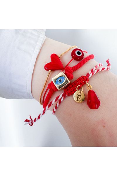 CHARMLUCKY Murano heart-pomegranate bracelet combination
