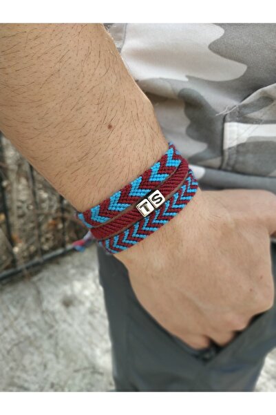 Şengül El Emeği Ip Örgü 3'lü Set Erkek Bordo Mavi Trabzonspor Bilekliği
