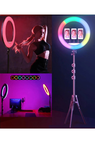 post alley 21 İnç RGB 56cm 100w Mega Boy Ring Light Led Halka, Kuaför Ve Maky...