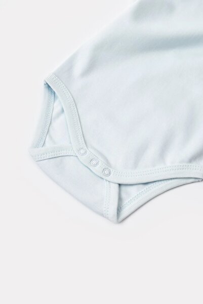 Biorganic Blue Short Sleeve Organic Baby Body - Gots Certified