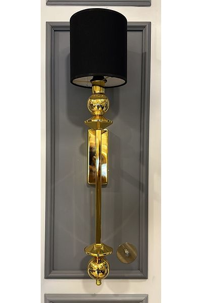 Elit Aydınlatma Gold Yellow Metal Body Black Color Cylinder Fabric Head Wall Lamp Sconce