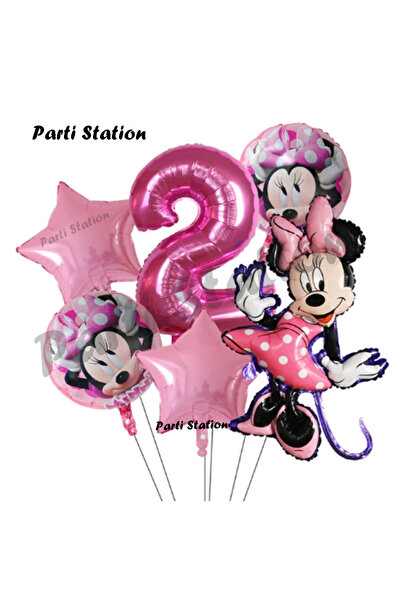 Parti Station Minnie Mouse Konsept Doğum Günü Balon Set 2 Yaş Minnie Mouse Te...
