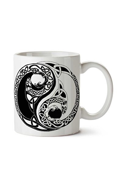 ART HEDİYE كوب Yin-Yang-Tattoos مطبوع على الجانبين