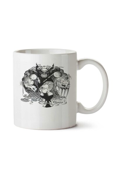 ART HEDİYE Wolv - كوب سام أسود مطبوع على الجانبين