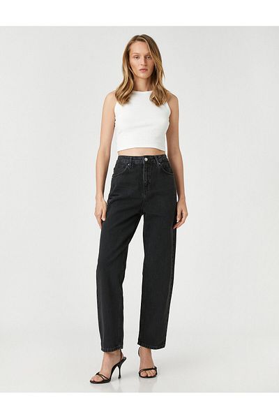Koton Jeans mit geradem Bein, normaler Schnitt und hoher Taille – Eve Jean