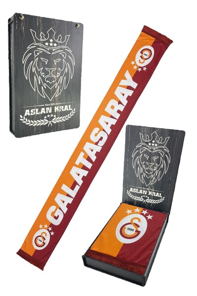 Galatasaray Orijinal Şal Atkı Hediyelik Ahşap Kutulu