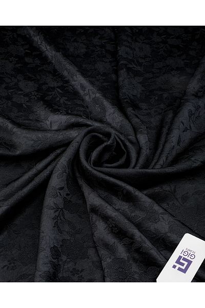 Scarf Μαύρο γυαλιστερό σάλι με λουλούδια ζακάρ