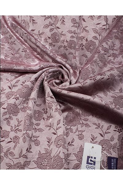Scarf Shiny Jacquard Flower Pattern Shawl - Powder Dried Rose - -